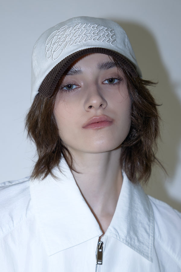Enavant CORDUROY STRING BALL CAP in the color Ivory/Brown