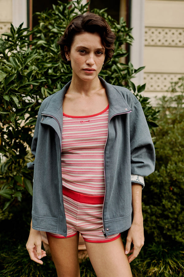Enavant Cotton damaged lace-trim jumper in the color Charcoal