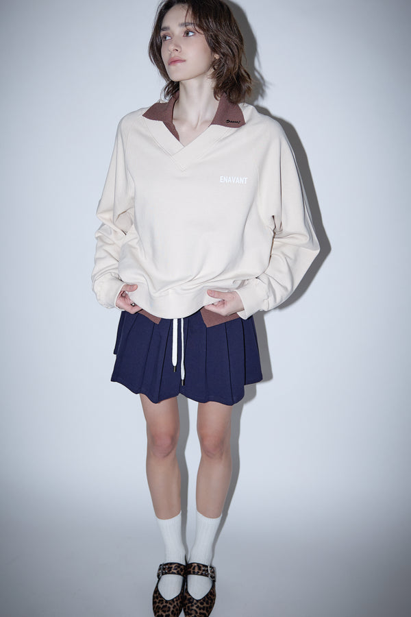 Enavant DYLAN V-NECK SWEATSHIRT in the color Coconut Beige