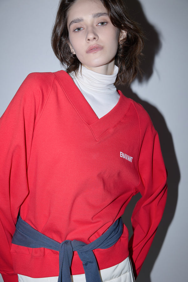 Enavant DYLAN V-NECK SWEATSHIRT in the color Red