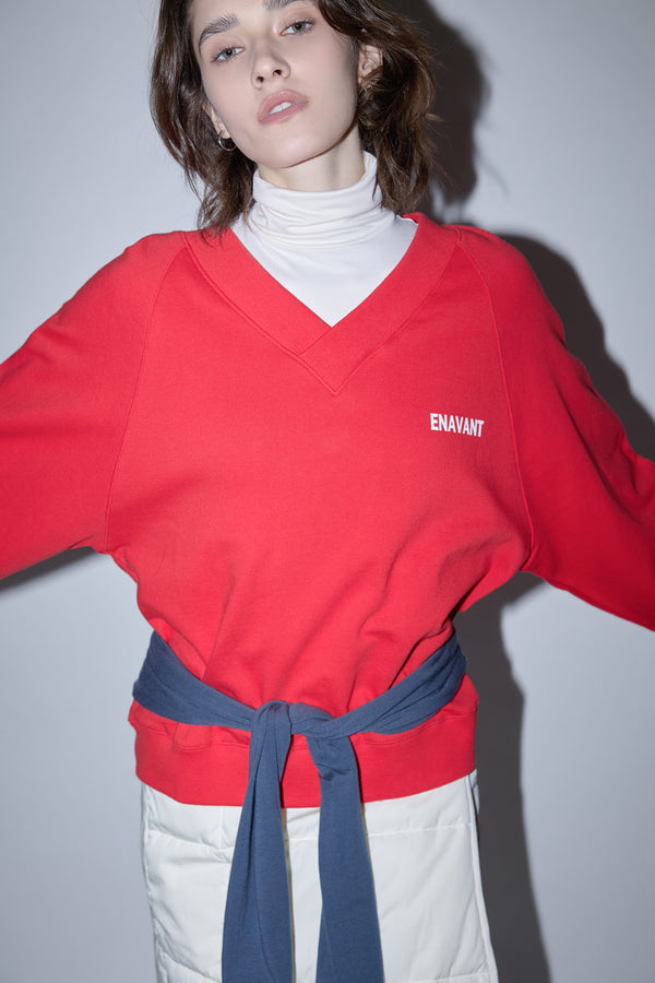 Enavant DYLAN V-NECK SWEATSHIRT in the color Red