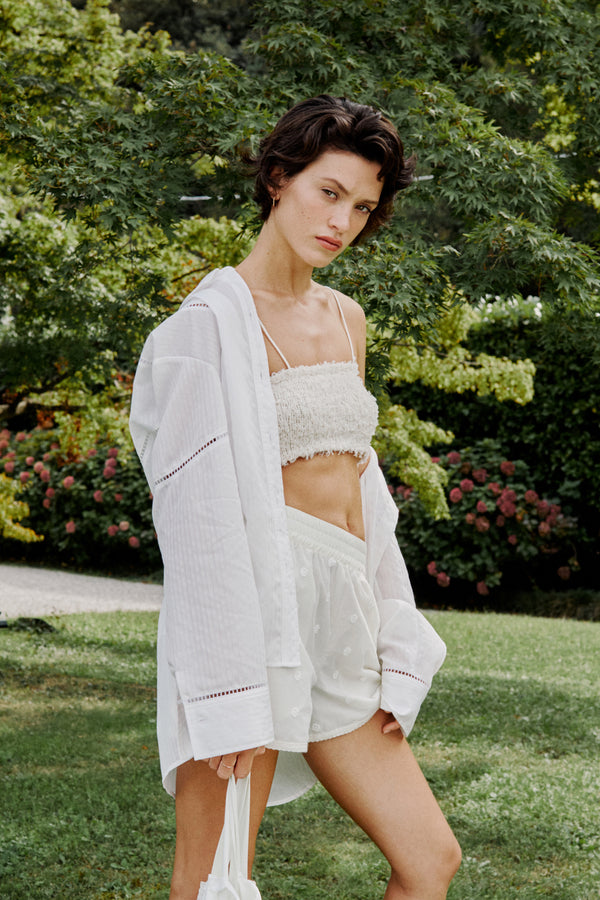 Enavant Fuzzy knit bra top in the color Cream