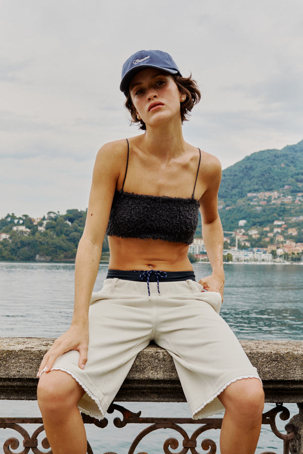 Enavant Fuzzy knit bra top in the color Charcoal