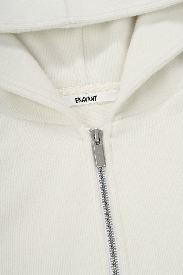 Enavant SIDE TRIM ZIP-UP HOODIE JACKET in the color Cream