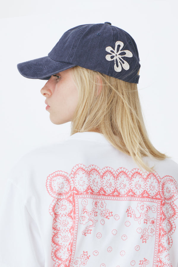 Enavant Motif cotton classic cap in the color Washed Navy