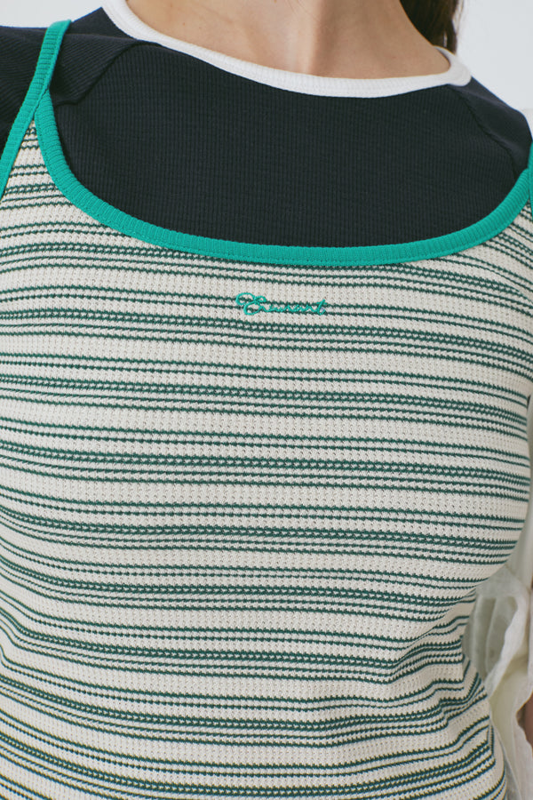 Enavant Ribbed striped sleeveless in the color Green Striped