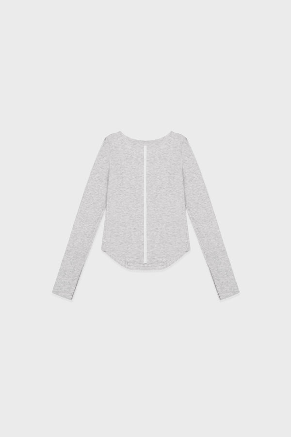 Enavant SCOOP-NECK SIDE TRIM TOP in the color Melange Gray