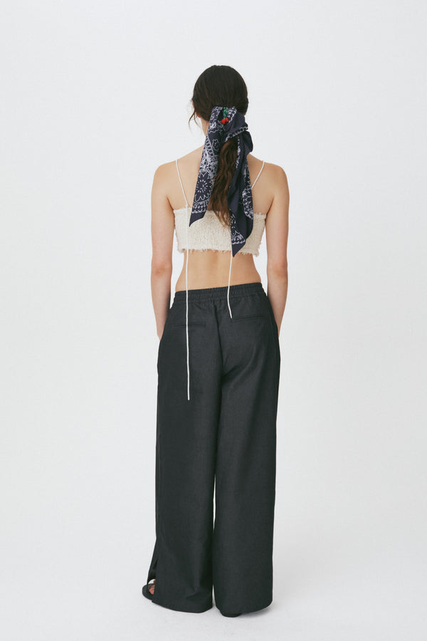 Enavant Wide-leg side slit pant in the color Dark Gray