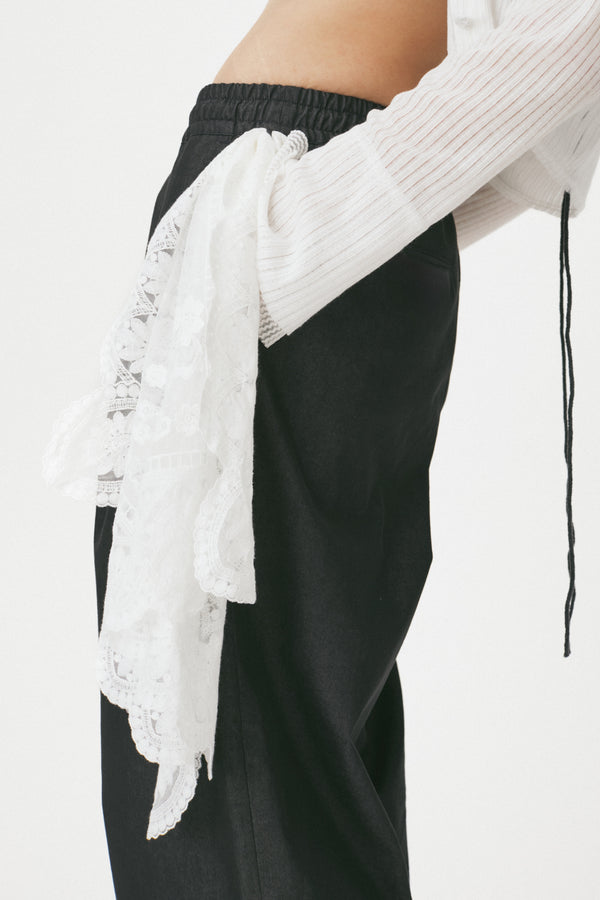 Enavant Wide-leg side slit pant in the color Dark Gray