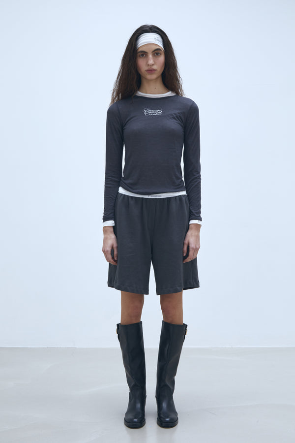 Enavant SLIM LONG-SLEEVE TOP in the color Charcoal