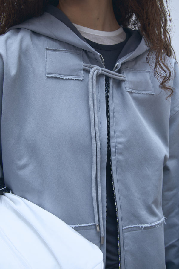 Enavant COTTON HOODIE ZIP-UP in the color Washed Gray