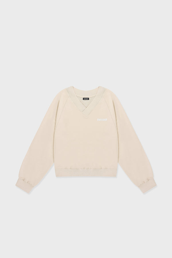 Enavant DYLAN V-NECK SWEATSHIRT in the color Coconut Beige