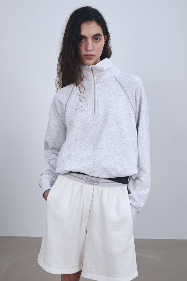 Enavant HALF ZIP-UP SWEATSHIRT in the color Melange Gray