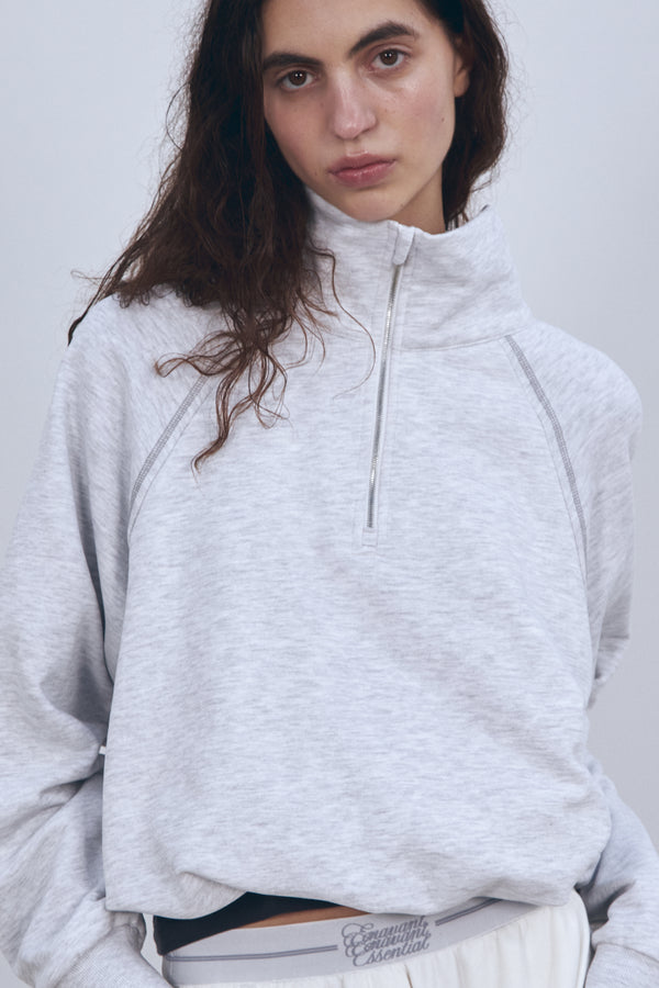 Enavant HALF ZIP-UP SWEATSHIRT in the color Melange Gray
