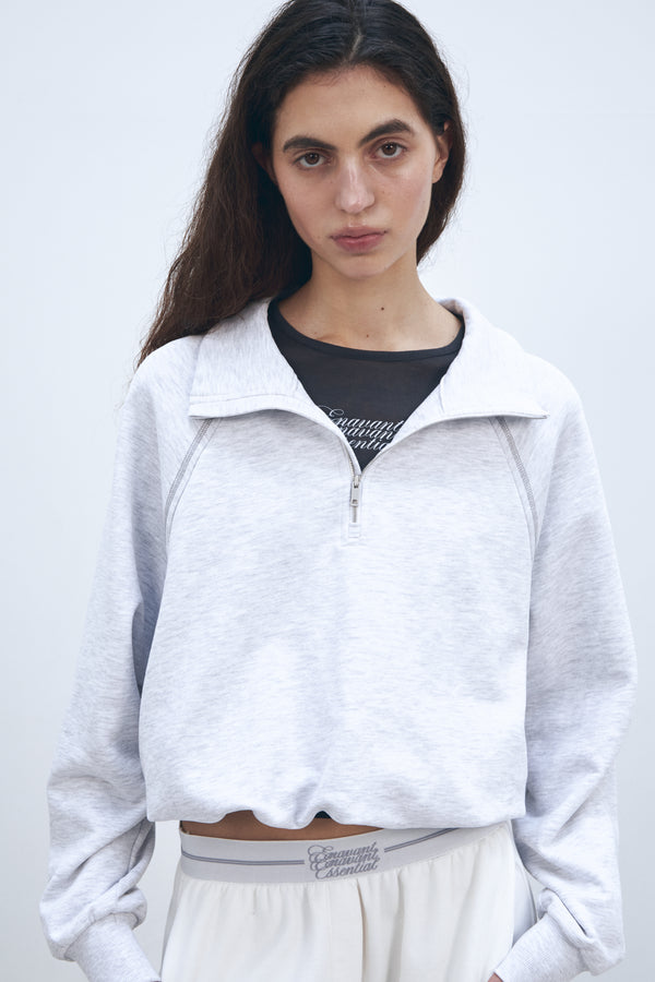 Enavant HALF ZIP-UP SWEATSHIRT in the color Melange Gray