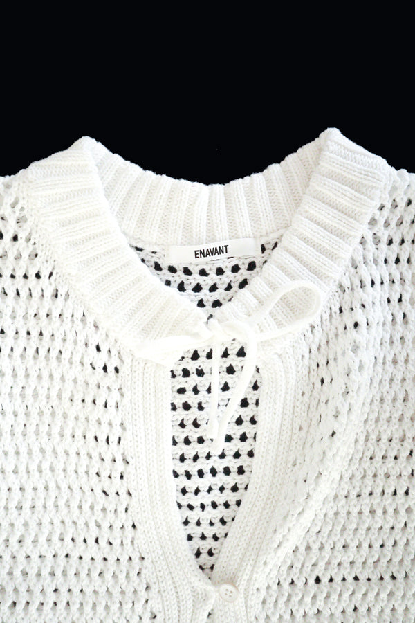 Enavant Knit button-up vest in the color Cream