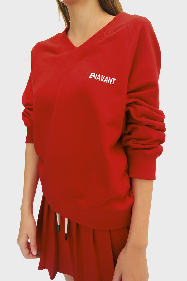 Enavant DYLAN V-NECK SWEATSHIRT in the color Red