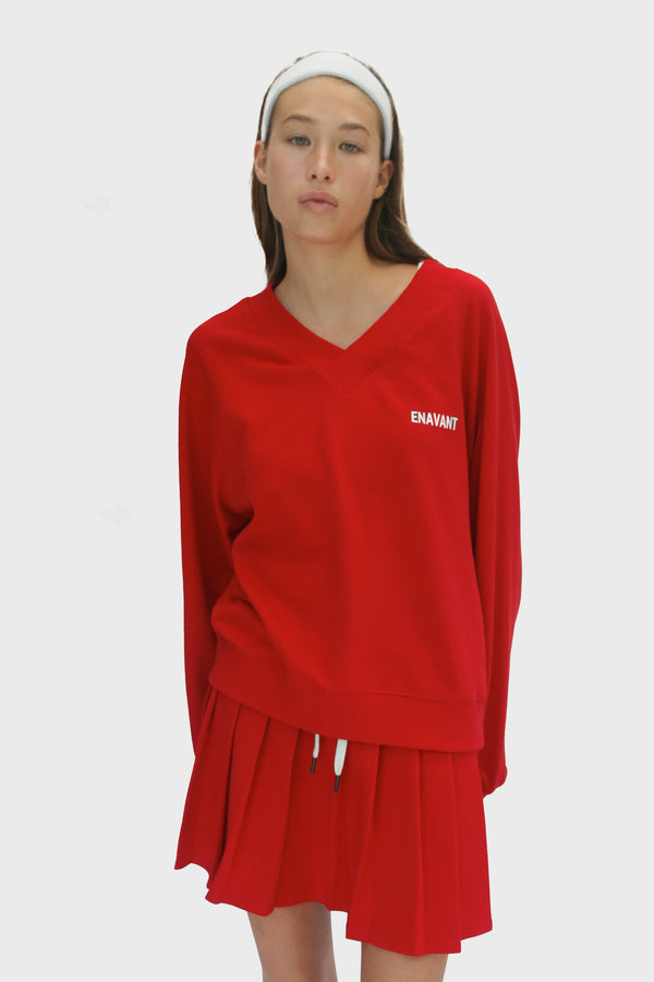 Enavant DYLAN V-NECK SWEATSHIRT in the color Red