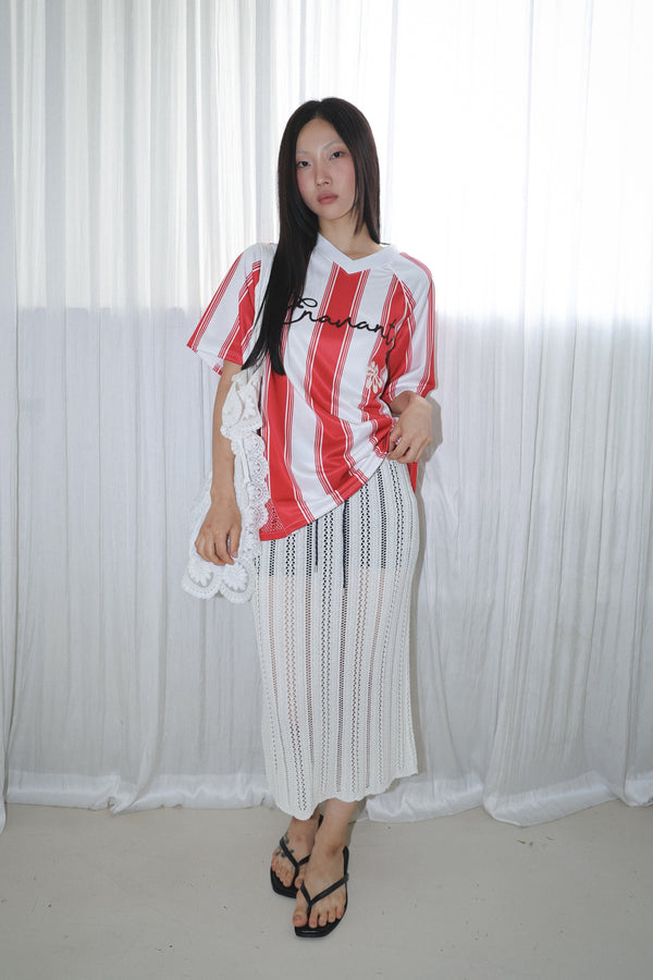 Enavant Track top in the color Red Striped