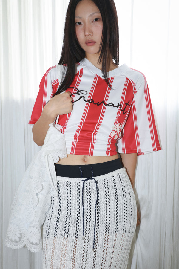 Enavant Track top in the color Red Striped