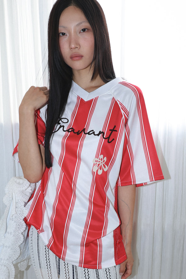 Enavant Track top in the color Red Striped