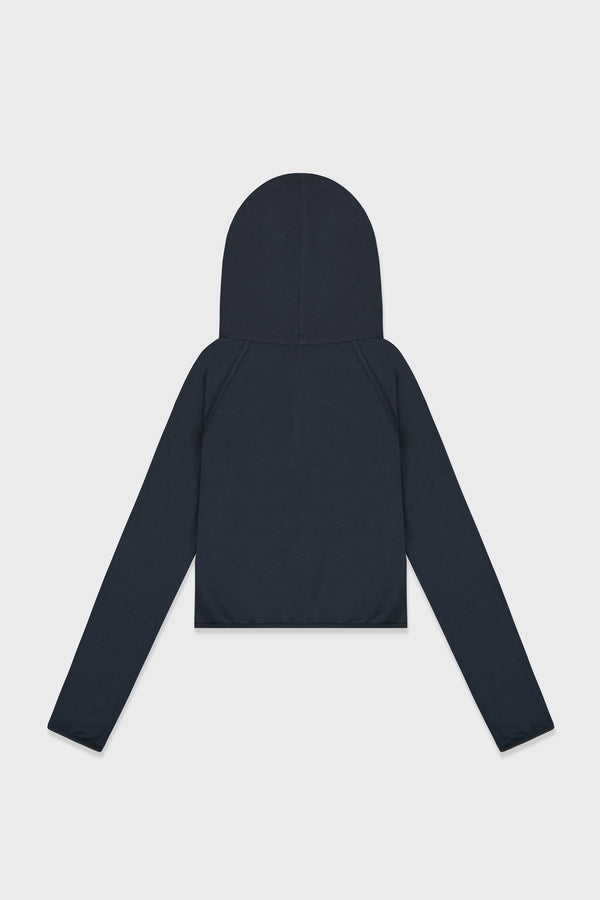 Enavant BUTTONED HOODIE TOP in the color Charcoal Navy