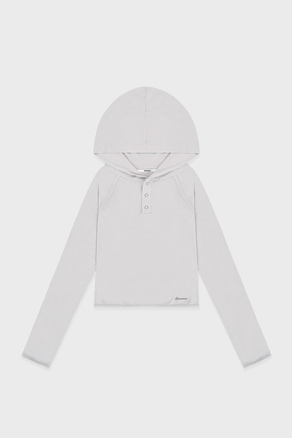 Enavant BUTTONED HOODIE TOP in the color Beige Gray