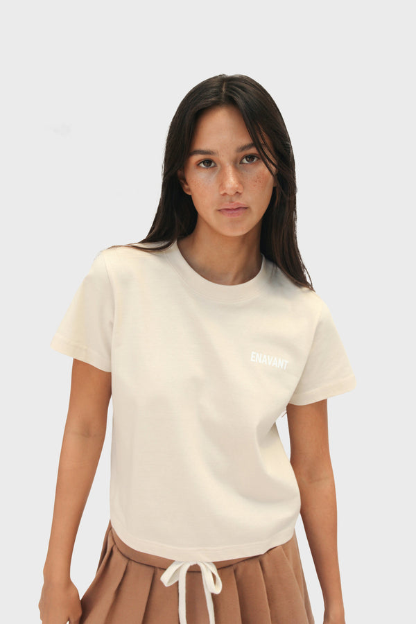 Enavant Enavant Cropped Cotton T-shirt in the color Beige