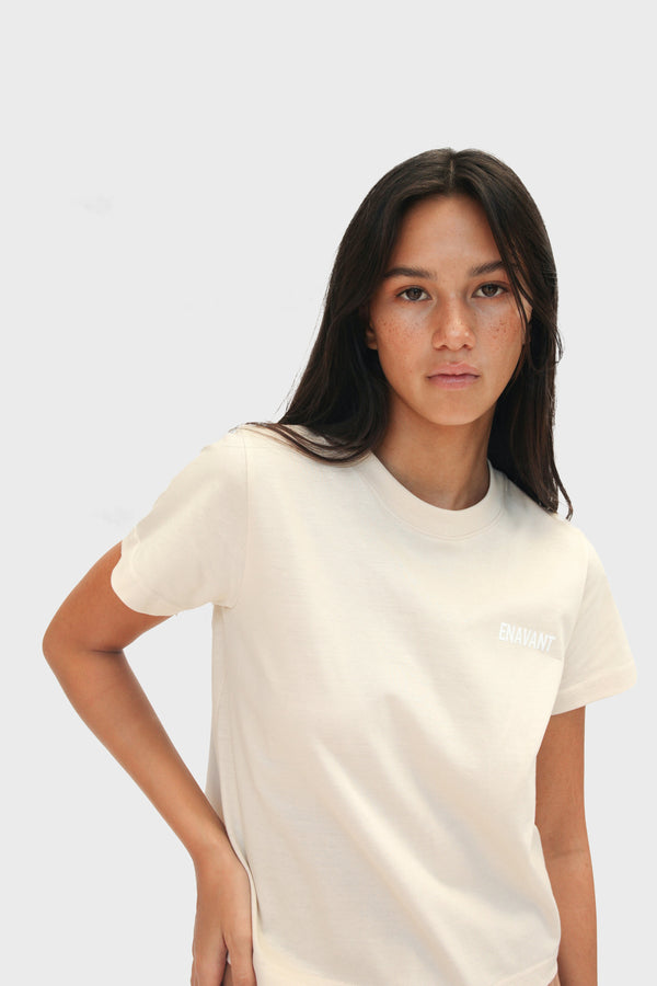 Enavant Enavant Cropped Cotton T-shirt in the color Beige