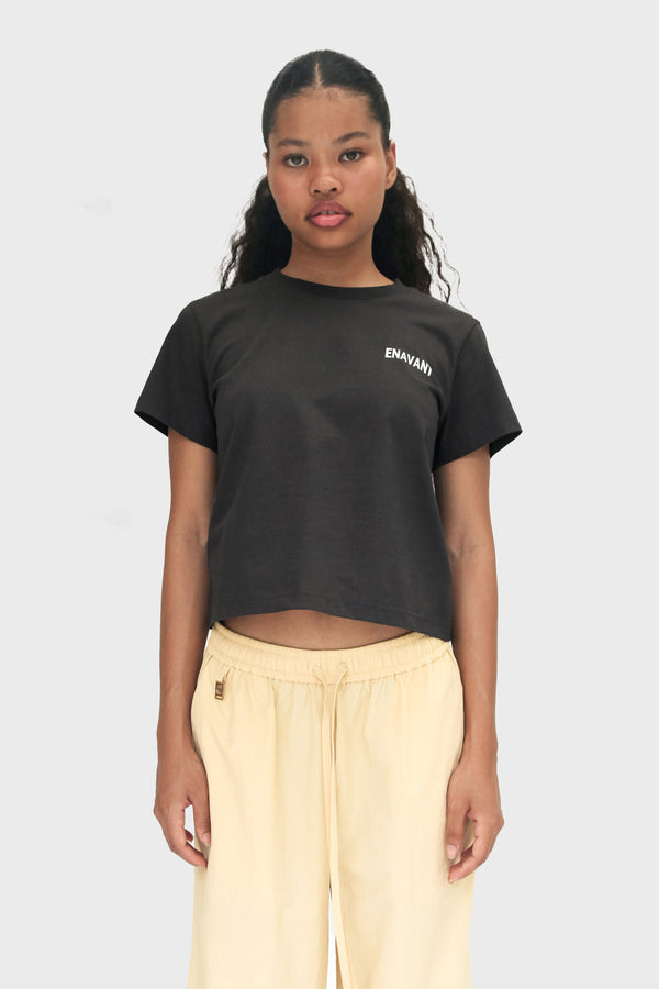 Enavant Enavant Cropped Cotton T-shirt in the color Dark Gray