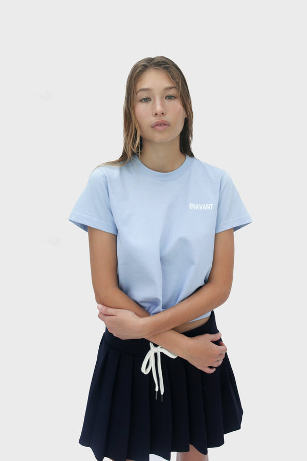 Enavant Enavant Cropped Cotton T-shirt in the color Sky Blue