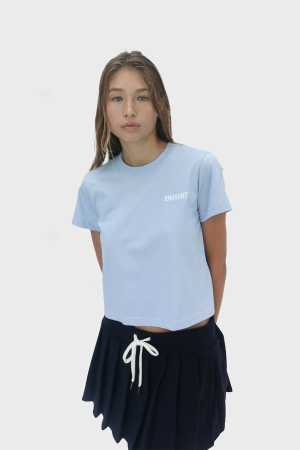 Enavant Enavant Cropped Cotton T-shirt in the color Sky Blue