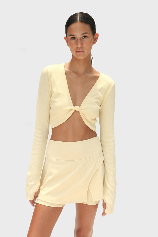 Enavant MIRA TWISTED CROP TOP in the color Lemon