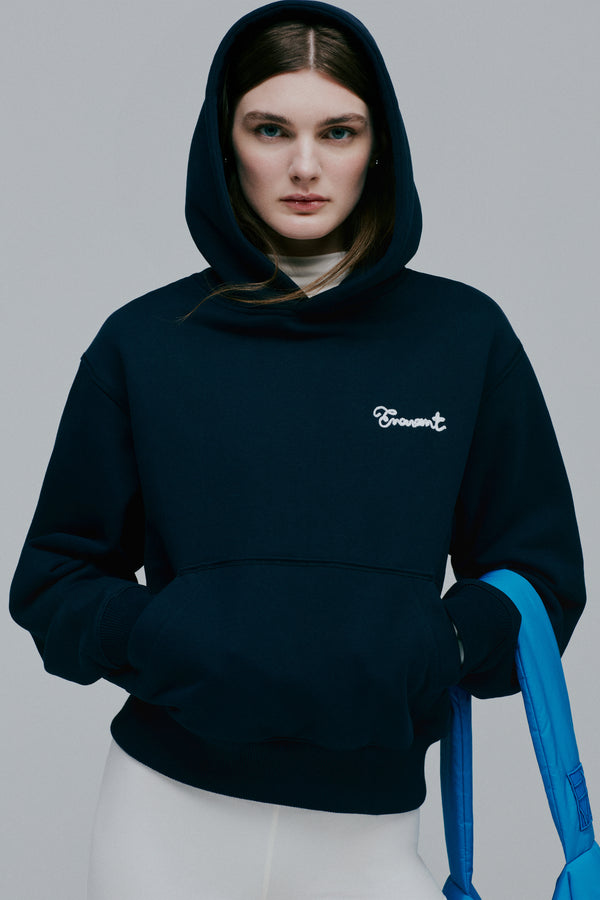 Enavant COTTON EMBROIDERED HOODIE in the color Navy