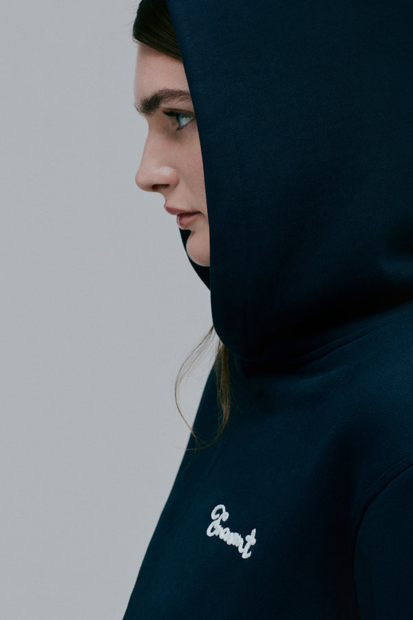 Enavant COTTON EMBROIDERED HOODIE in the color Navy