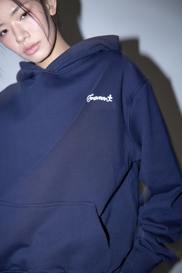 Enavant COTTON EMBROIDERED HOODIE in the color Navy