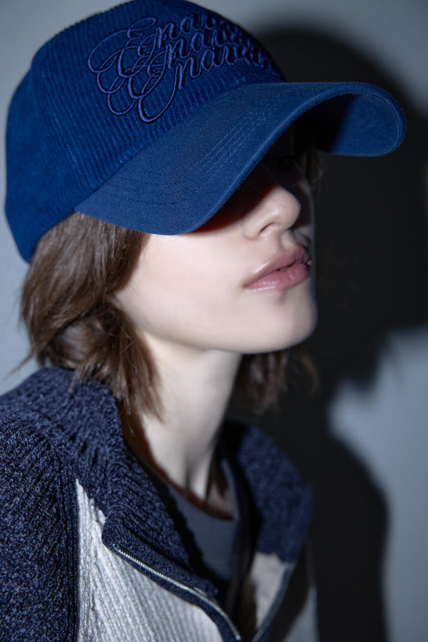 Enavant CORDUROY STRING BALL CAP in the color Navy/Blue