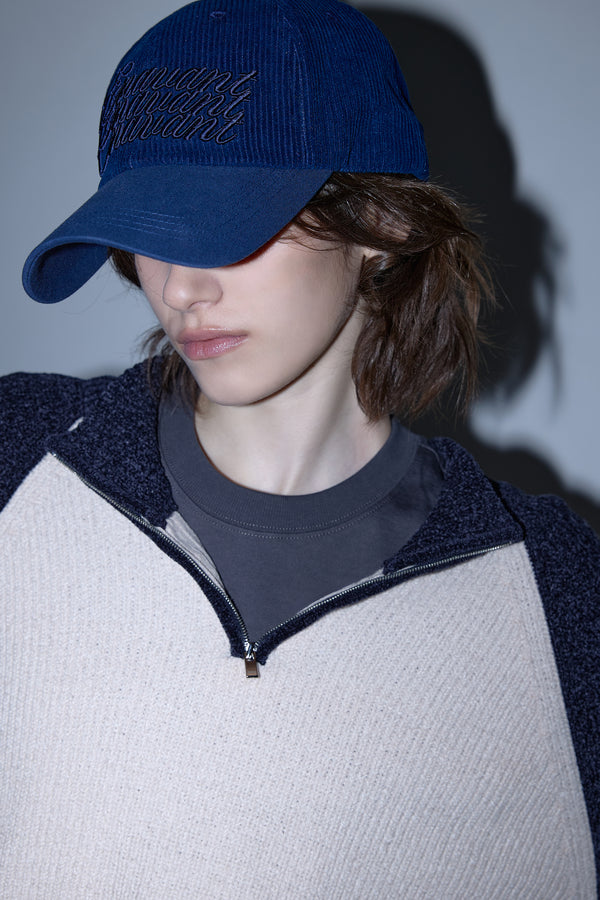 Enavant CORDUROY STRING BALL CAP in the color Navy/Blue