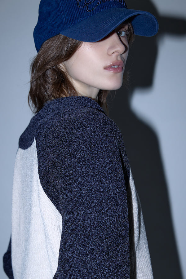 Enavant CORDUROY STRING BALL CAP in the color Navy/Blue