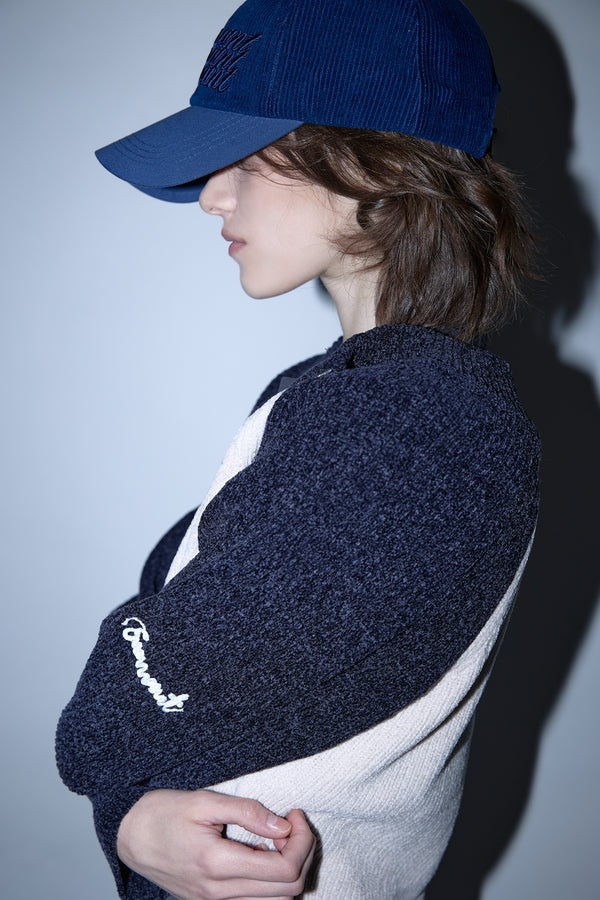 Enavant CORDUROY STRING BALL CAP in the color Navy/Blue