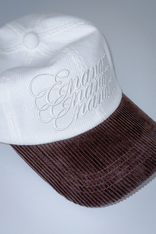 Enavant CORDUROY STRING BALL CAP in the color Ivory/Brown