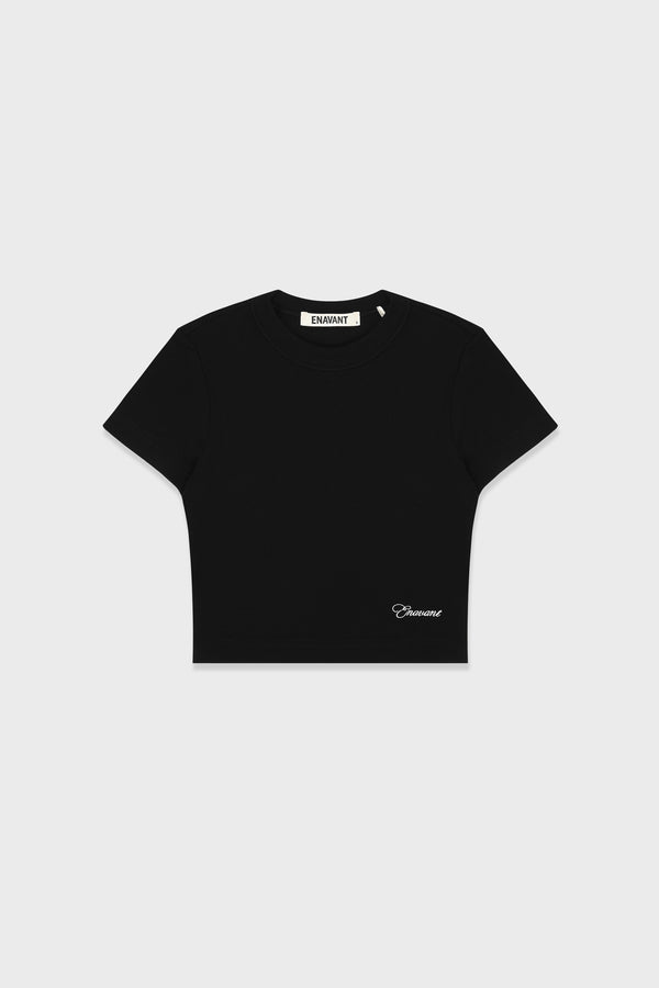 Enavant HAZE CROPPED RIBBED TOP in the color Black