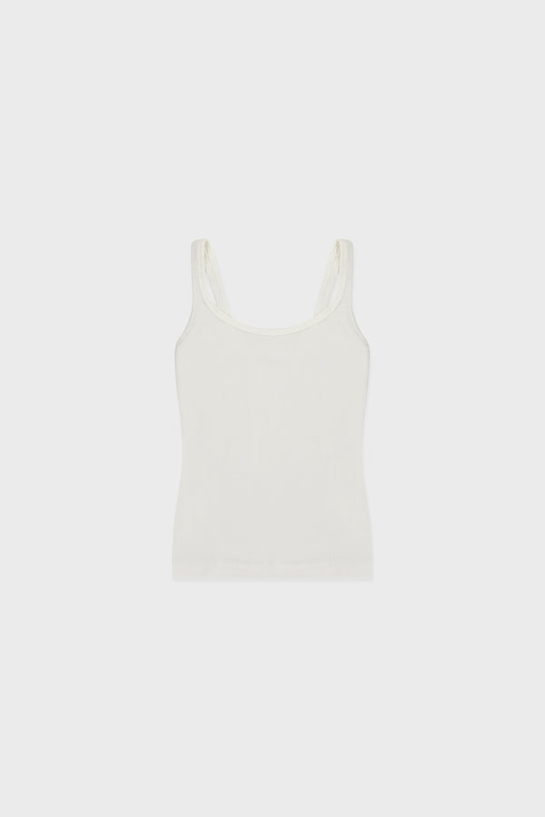 Enavant LEX VISCOSE RIBBED TANK in the color White