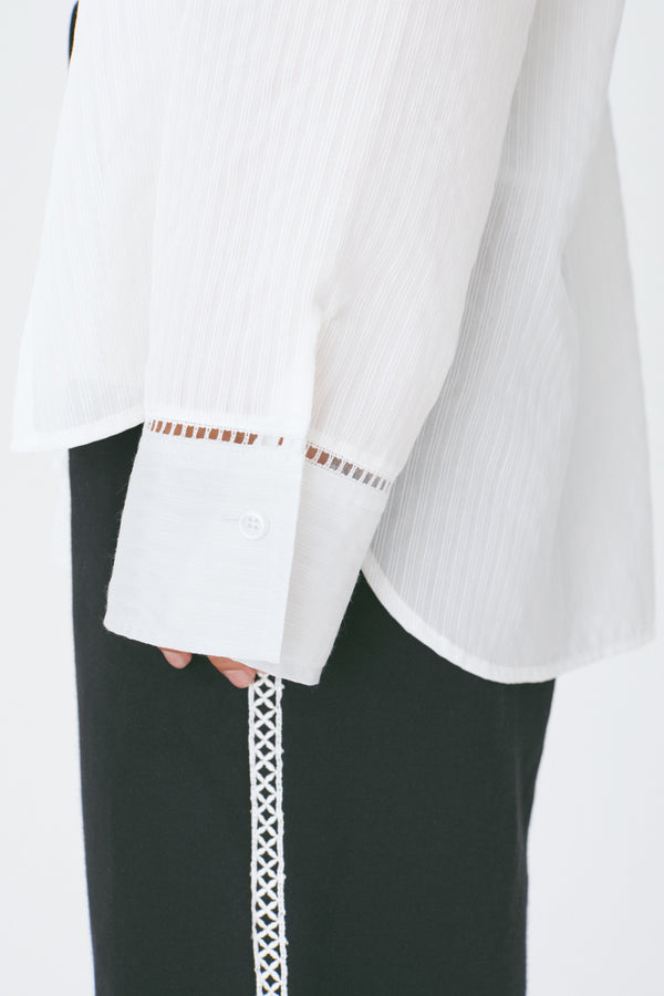 Enavant Lace trim oversized shirt in the color White Striped