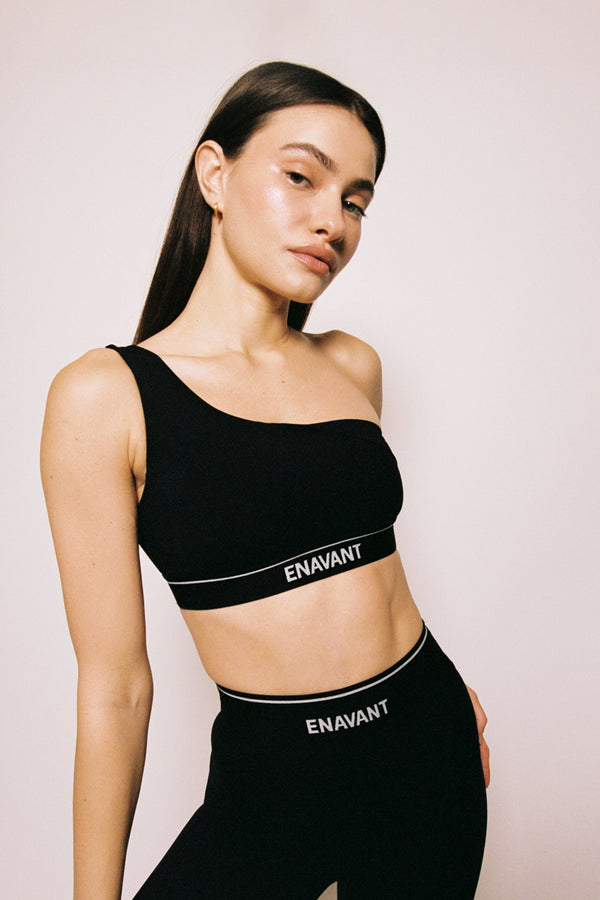 Enavant LANA BANDED BRA TOP in the color Black