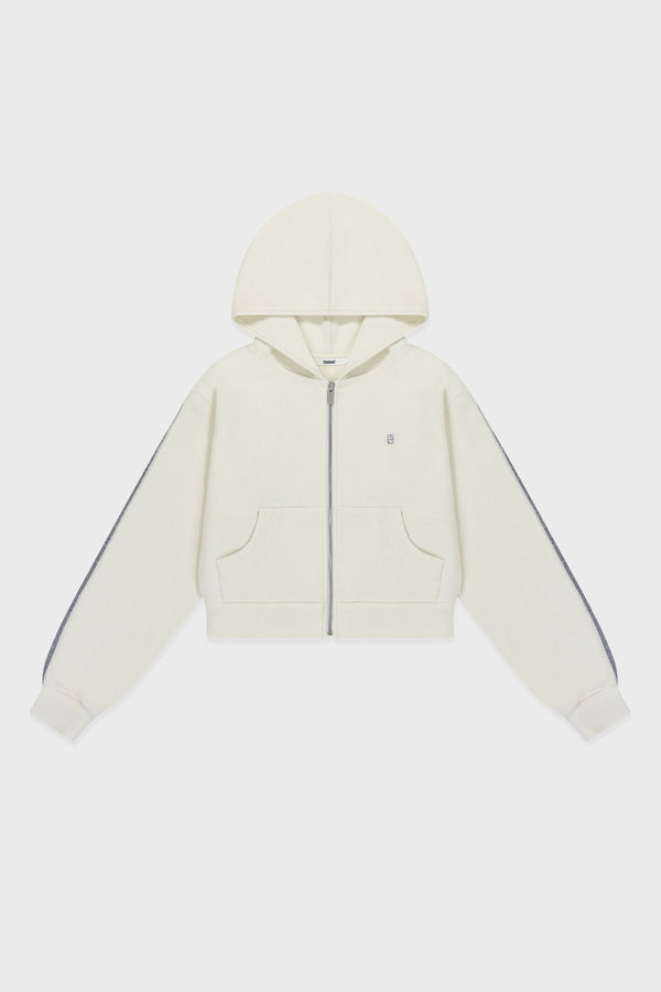 Enavant SIDE TRIM ZIP-UP HOODIE JACKET in the color Cream
