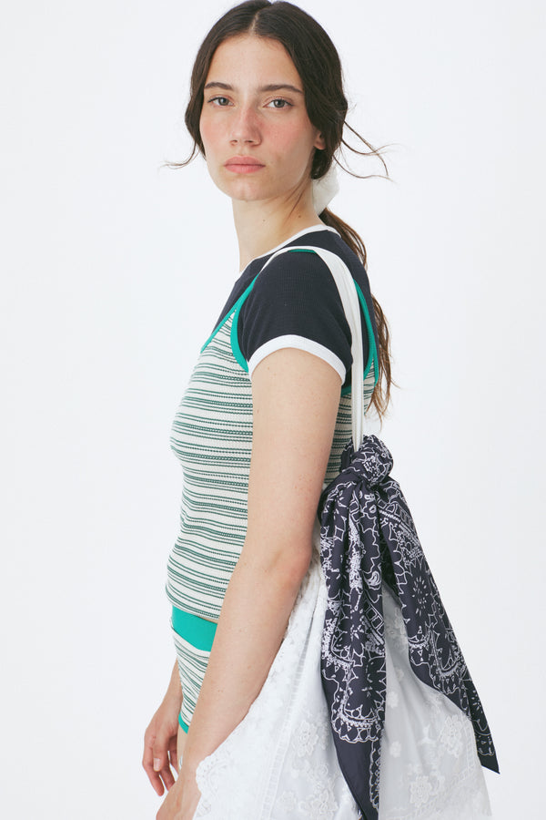 Enavant Ribbed striped sleeveless in the color Green Striped