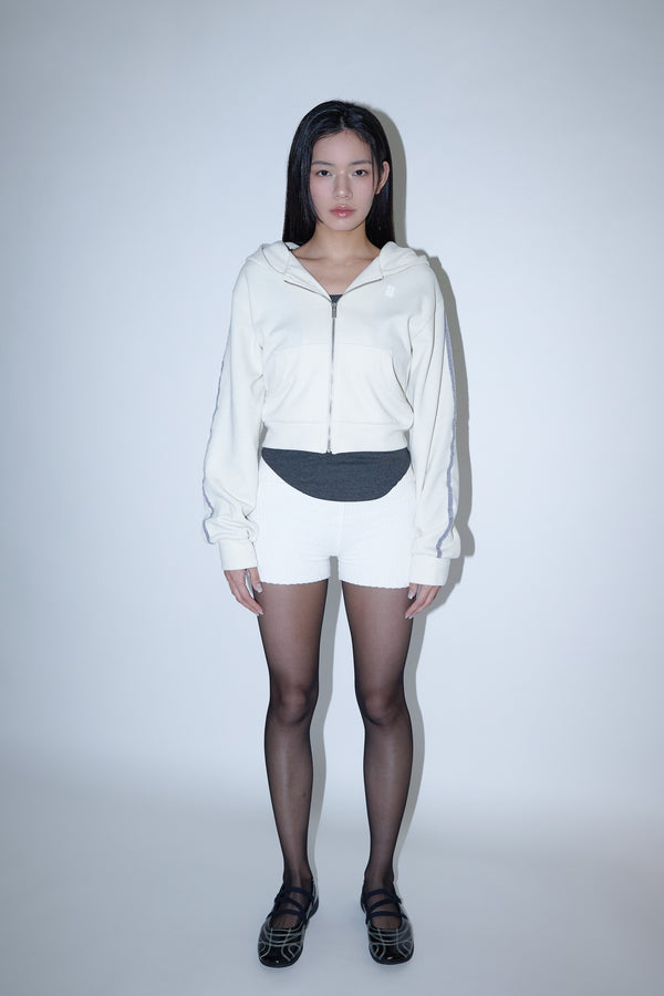 Enavant SIDE TRIM ZIP-UP HOODIE JACKET in the color Cream