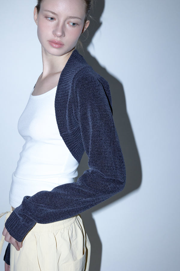 Enavant VELOUR KNIT SHRUG in the color Charcoal