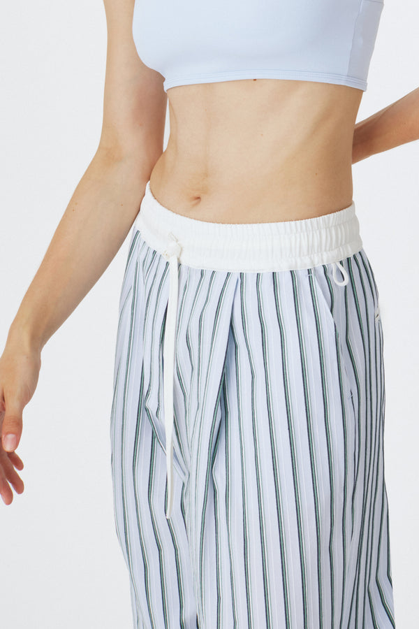 Enavant Wide-leg side slit pant in the color Blue Striped
